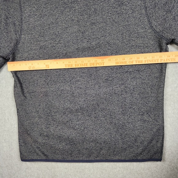 Eddie Bauer Sweater Men Large Gray Navy Blue Snap Fleece Pullover Retro Logo NEW - Picture 10 of 11